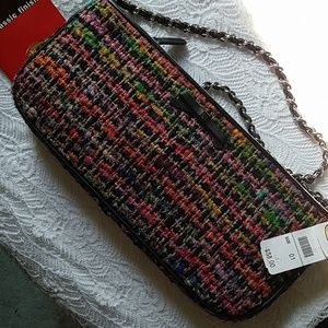 Talbots leather trimmed Boucle clutch bag